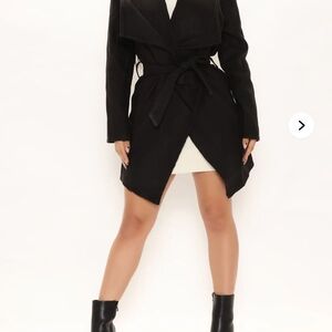 Fashion Nova Black Manhattan Wrap Coat